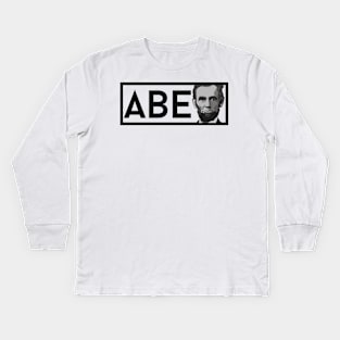 ABE: Black & White President Lincoln Portrait Kids Long Sleeve T-Shirt